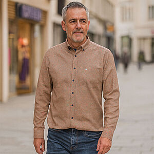 CasaModa | Freizeithemd | Popeline Minimal-Druck | Button down Kragen | Terra