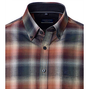 CasaModa | Twill-Hemd Langarm | Button down Kragen | Karo Braun