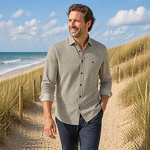 Redmond | Freizeithemd | Langarm | Baumwolle | Kent-Kragen | Druck Terra