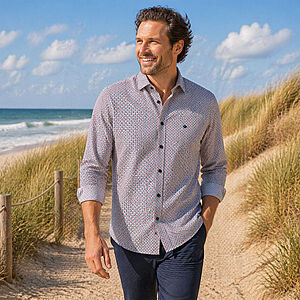 Redmond | Freizeithemd | Langarm | Baumwolle | Kent-Kragen | Druck Rot