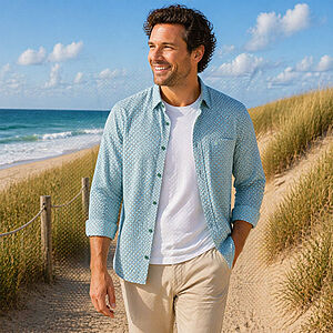 Redmond | Freizeithemd | Langarm | Baumwolle | Kent-Kragen | Druck Gr�n