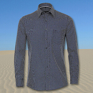 Casa Moda | Langarm-Hemd | Kent-Kragen | Baumwolle-Twill | Minimaldruck | Blau
