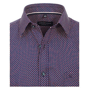   Casa Moda | Langarm-Hemd | Kent-Kragen | Baumwolle-Twill | Minimaldruck | Rot