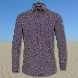   Casa Moda | Langarm-Hemd | Kent-Kragen | Baumwolle-Twill | Minimaldruck | Rot