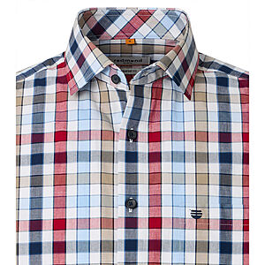 Redmond | Freizeithemd Kurzarm | Baumwolle | Kent-Kragen | Rot Karo