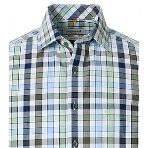 Redmond | Freizeithemd Kurzarm | Baumwolle | Kent-Kragen | Gr�n Karo