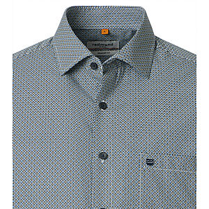 Redmond | Freizeithemd Kurzarm | Baumwolle | Kent Kragen | Oliv Minimal Druck