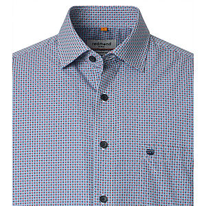 Redmond | Freizeithemd Kurzarm | Baumwolle | Kent Kragen | Rot Minimal Druck