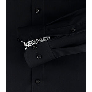 Casa Moda | City Hemd | B�gelfreie Baumwolle | Kent-Kragen | Schwarz mit Besatz