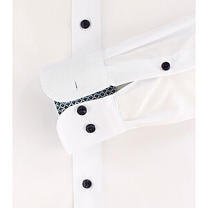 Casa Moda | City Hemd | B�gelfreie Baumwolle | Kent-Kragen | Weiss mit Besatz