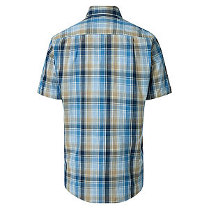 Redmond | Freizeithemd Kurzarm | Baumwolle | Button Down Kragen | Blau Karo