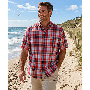 Redmond | Freizeithemd Kurzarm | Baumwolle | Button Down Kragen | Rot Karo