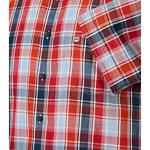 Redmond | Freizeithemd Kurzarm | Baumwolle | Button Down Kragen | Rot Karo