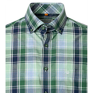 Redmond | Freizeithemd Kurzarm | Baumwolle | Button Down Kragen | Gr�n Karo