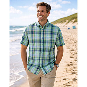 Redmond | Freizeithemd Kurzarm | Baumwolle | Button Down Kragen | Gr�n Karo