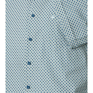 Redmond | Freizeithemd Kurzarm | Baumwolle | Kent Kragen | Blau Druck