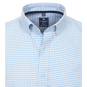 Redmond | Freizeithemd | Button-Down-Kragen | Baumwolle | Hellblau Karo