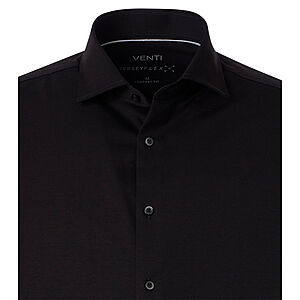  Venti | Jersey-Hemd | Kent-Kragen | Schwarz 