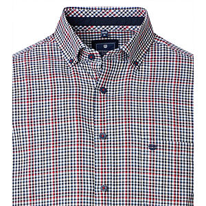 Redmond | Kurzarmhemd | Baumwolle | Button-down-Kragen | Rot Karo