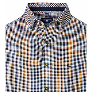 Redmond | Kurzarmhemd | Baumwolle | Button-down-Kragen | Gelb Karo