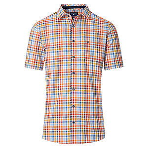 Redmond | Sommerhemd Kurzarm | Baumwolle | Kent Kragen | Orange Karo