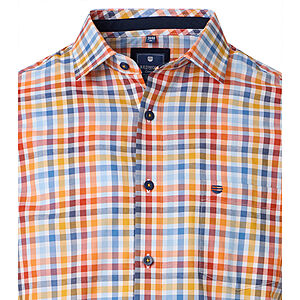 Redmond | Sommerhemd Kurzarm | Baumwolle | Kent Kragen | Orange Karo