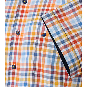 Redmond | Sommerhemd Kurzarm | Baumwolle | Kent Kragen | Orange Karo