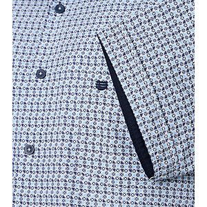 Redmond | Sommerhemd | Halbarm | Baumwolle | Button-down-Kragen | Blau Druck
