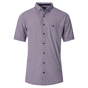 Redmond | Sommerhemd | Halbarm | Baumwolle | Button-down-Kragen | Rot Druck