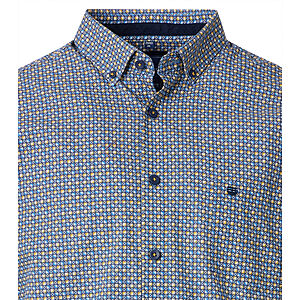 Redmond | Sommerhemd | Halbarm | Baumwolle | Button-down-Kragen | Gelb Druck