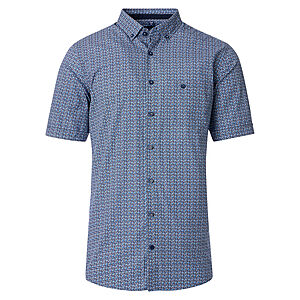Redmond | Sommerhemd | Halbarm | Baumwolle | Button-down-Kragen | Marine Druck