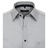 Casa Moda | City Hemd | Bügelfreie Baumwolle | Kent-Kragen | Grau mit Besatz