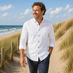 Redmond | Freizeithemd | Langarm | Baumwolle | Button-Down-Kragen | Weiss