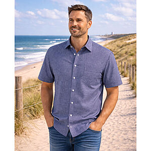 CasaModa | Leinenhemd | Halbarm | Kent-Kragen | Blau