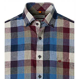 Redmond | Kurzarmhemd | Leinen Mix | Rot Karo