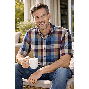 Redmond | Kurzarmhemd | Leinen Mix | Rot Karo