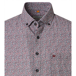 Redmond | Kurzarmhemd | Leinen Mix | Rot Druck