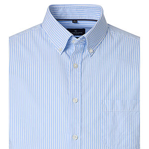 CasaModa | Freizeithemd Kurzarm | Baumwolle | Button-down-Kragen | Blau Streifen