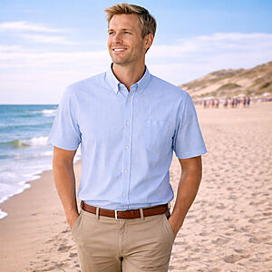 CasaModa | Freizeithemd Kurzarm | Baumwolle | Button-down-Kragen | Blau Streifen