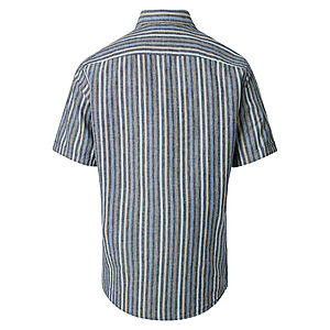 Redmond | Kurzarmhemd | Leinen Mix | Kent Kragen | Oliv Streifen