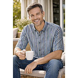 Redmond | Kurzarmhemd | Leinen Mix | Kent Kragen | Oliv Streifen