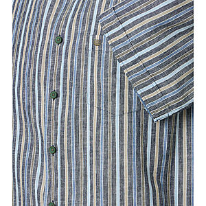 Redmond | Kurzarmhemd | Leinen Mix | Kent Kragen | Oliv Streifen