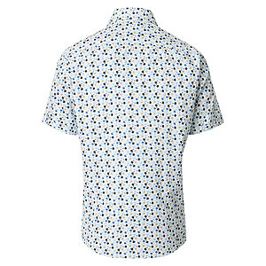 Redmond | Kurzarmhemd | Leinen Mix | Kent Kragen | Beige Mini Druck