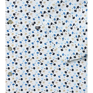 Redmond | Kurzarmhemd | Leinen Mix | Kent Kragen | Beige Mini Druck