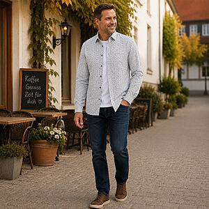 CasaModa | Freizeithemd | Baumwolle | Kent-Kragen | Rot Druck
