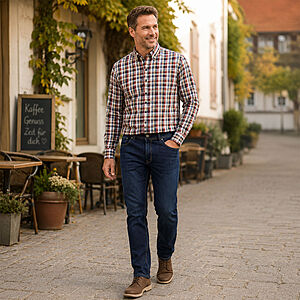 CasaModa | Freizeithemd | Baumwolle Dobby | Button-down-Kragen | Rot Karo