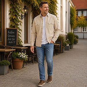 CasaModa | Freizeithemd | Baumwollcord | Button-Down-Kragen | Beige