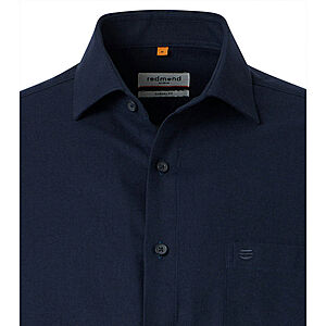 Redmond | Flanell-Hemd | Baumwolle Fischgrat | Kent-Kragen | Blau