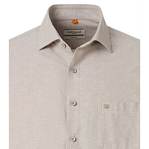Redmond | Flanell-Hemd | Baumwolle Fischgrat | Kent-Kragen | Sand