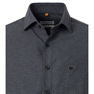 Redmond | Flanell-Hemd | Baumwolle Fischgrat | Kent-Kragen | Anthrazit